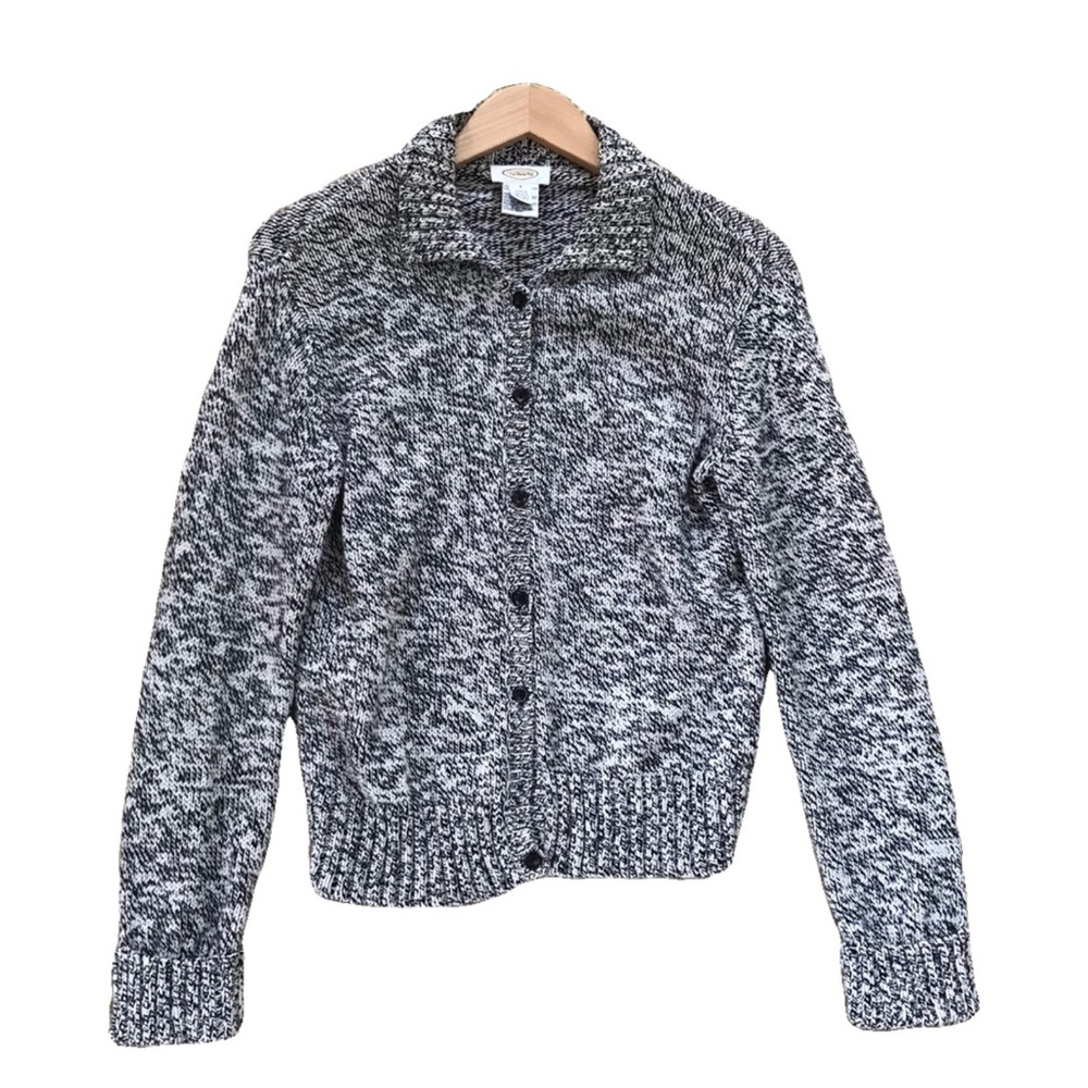 Talbots Salt & Pepper Chunky Knit Button-Down Cardigan in 100% Cotton - S